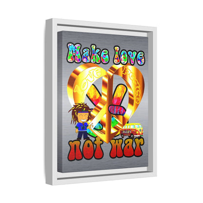 love peace - framed canvas art (brushed nickel)