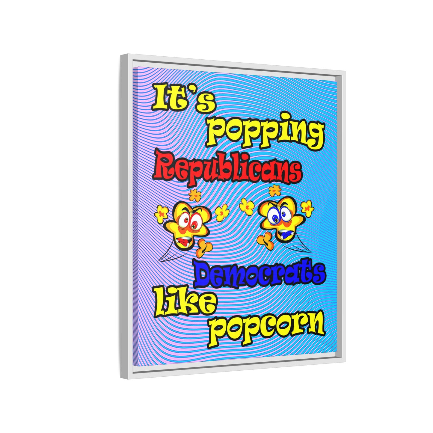 popping like popcorn - framed canvas art (light blue-purple wave)