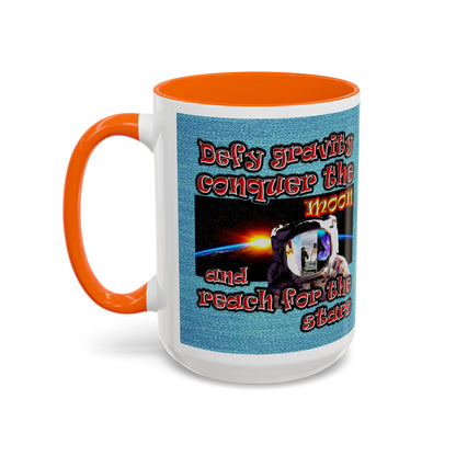 defy conquer reach - Accent Mug (faded blue)