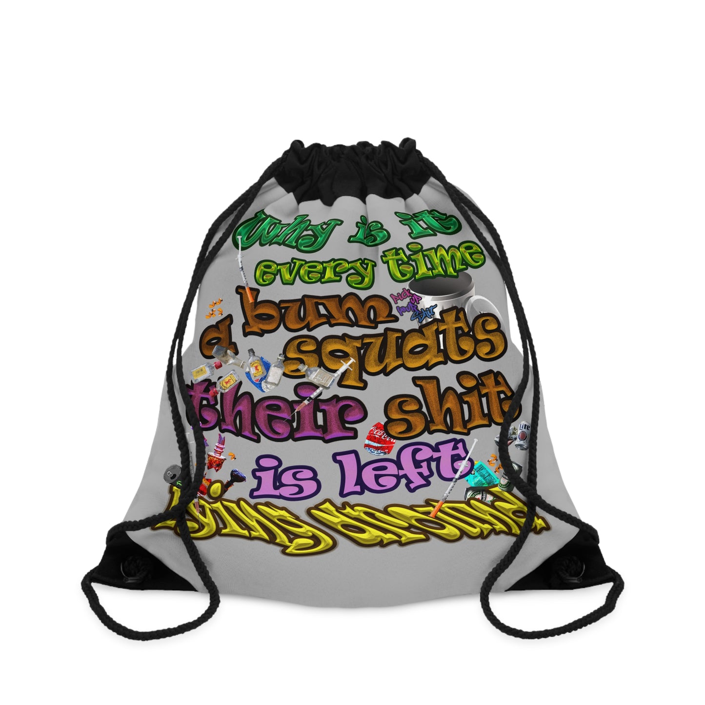 the bum's shit - Drawstring Bag (light grey)