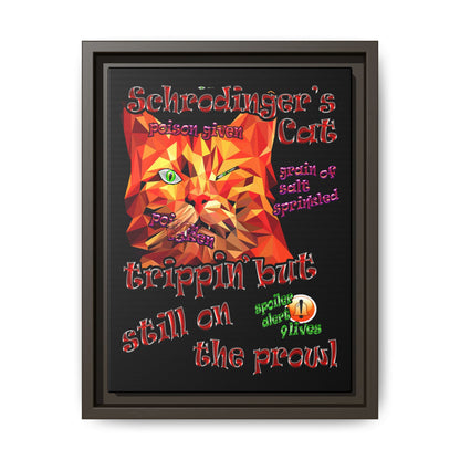 schrodinger's cat - framed canvas art (black)
