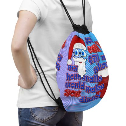 santa's shoes - Drawstring Bag (light blue-purple wave)