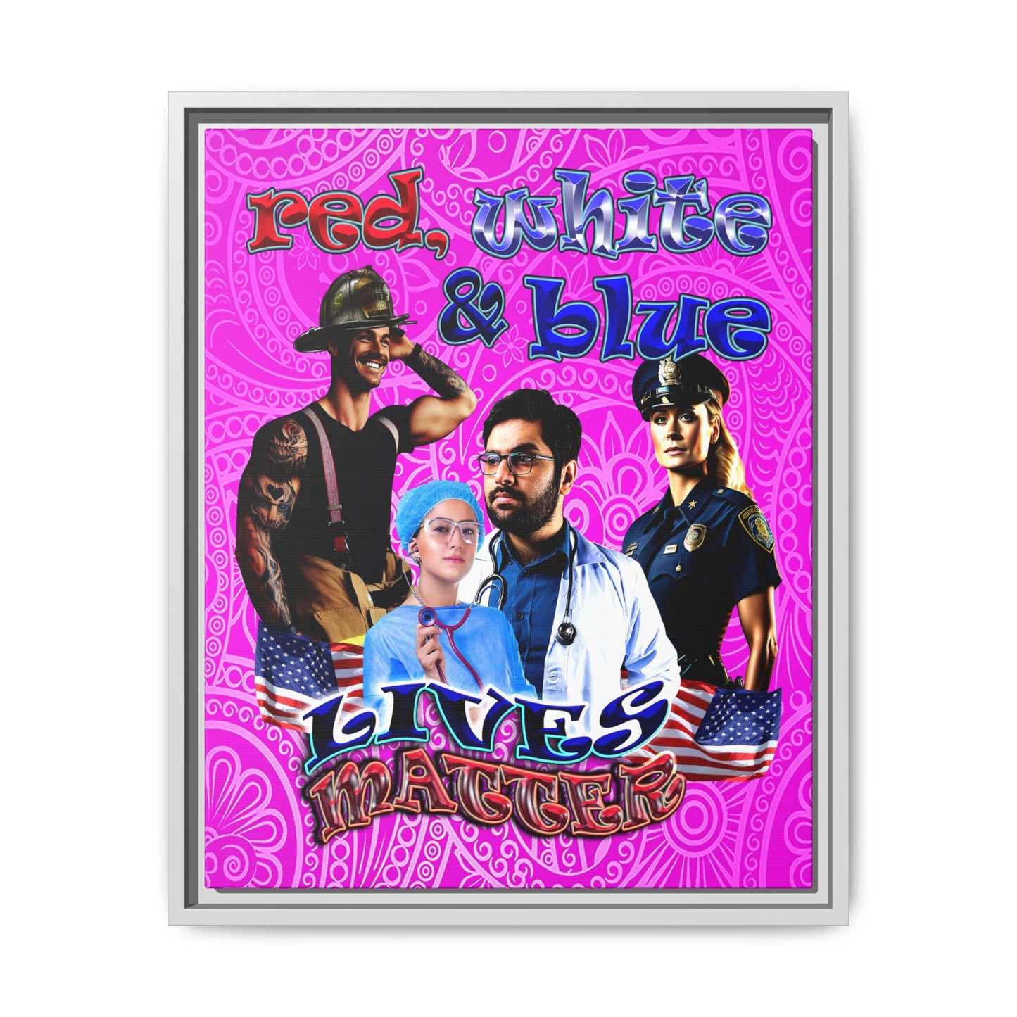 rw&b lives matter - framed canvas art (pink swirl)