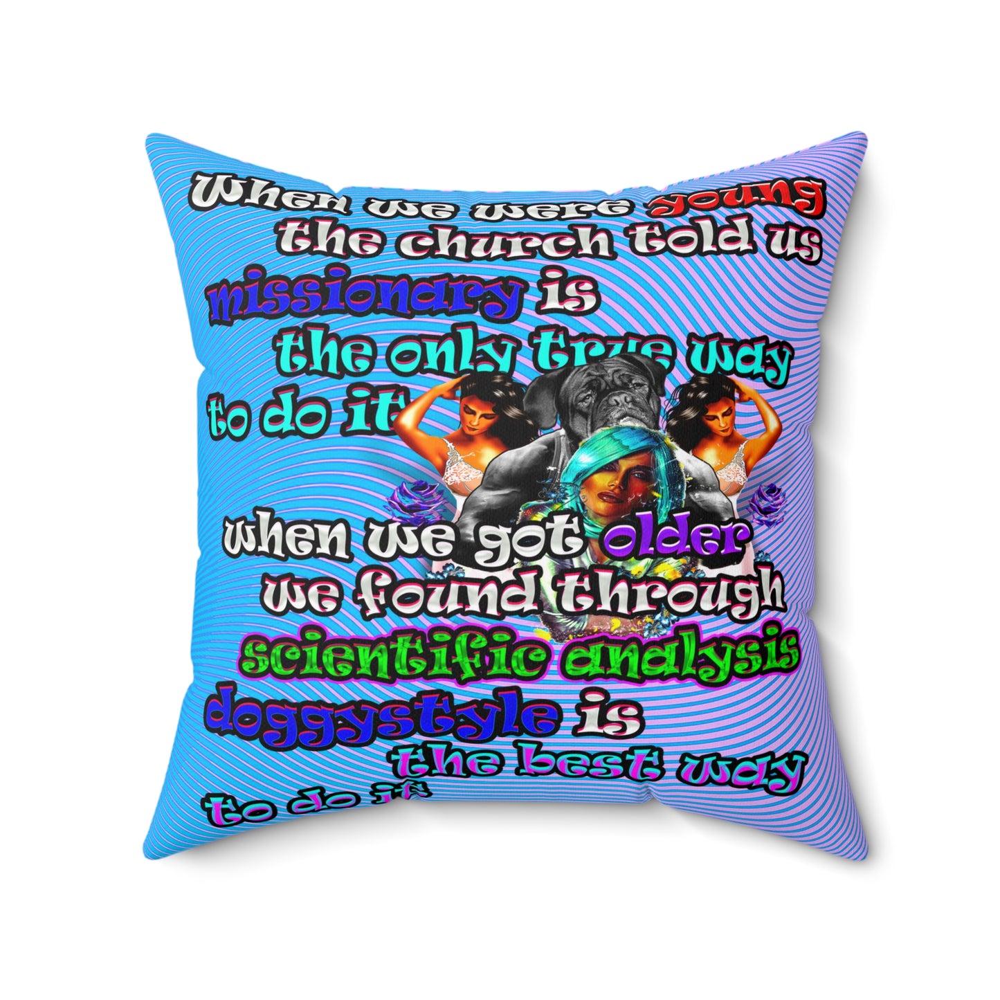 doggystyle - Spun Polyester Square Pillow - (light blue-purple wave)