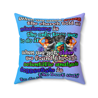 doggystyle - Spun Polyester Square Pillow - (light blue-purple wave)