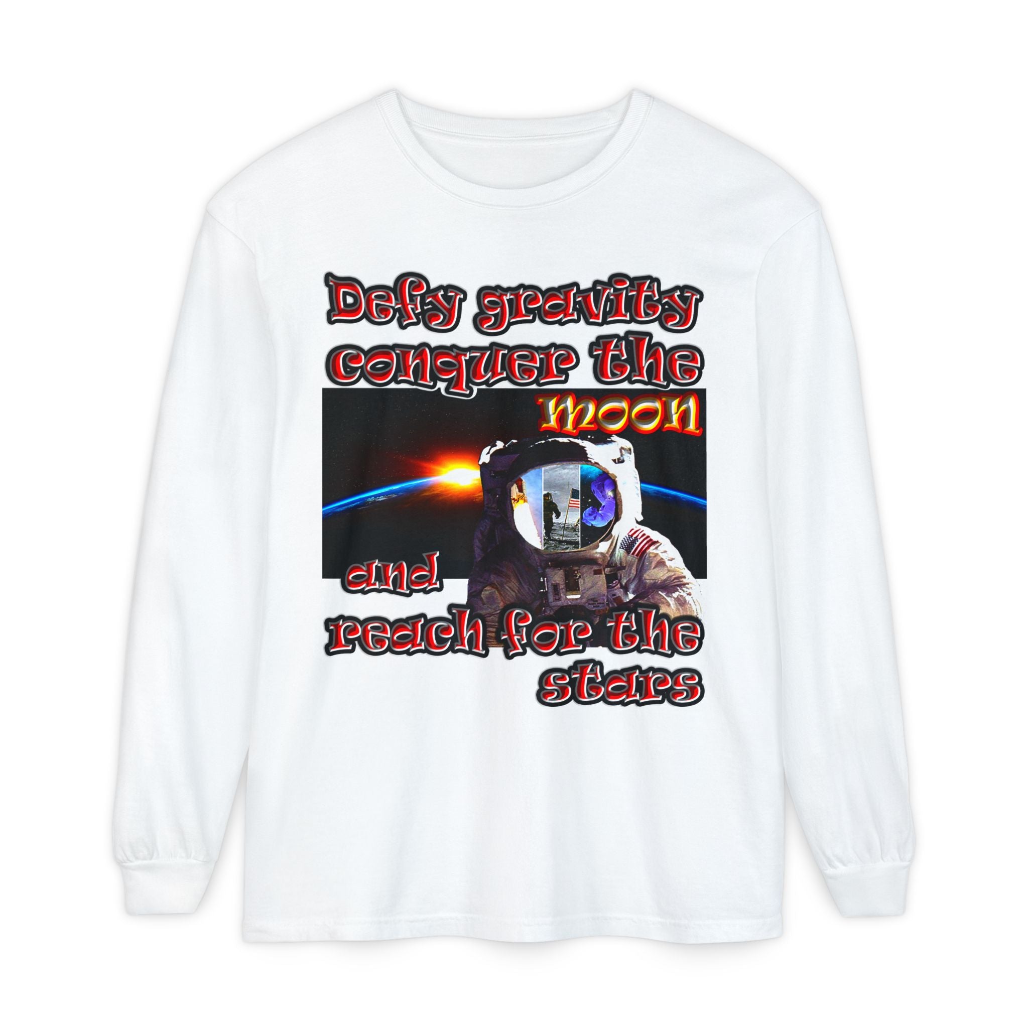 defy conquer reach - Unisex Garment-dyed Long Sleeve T-Shirt