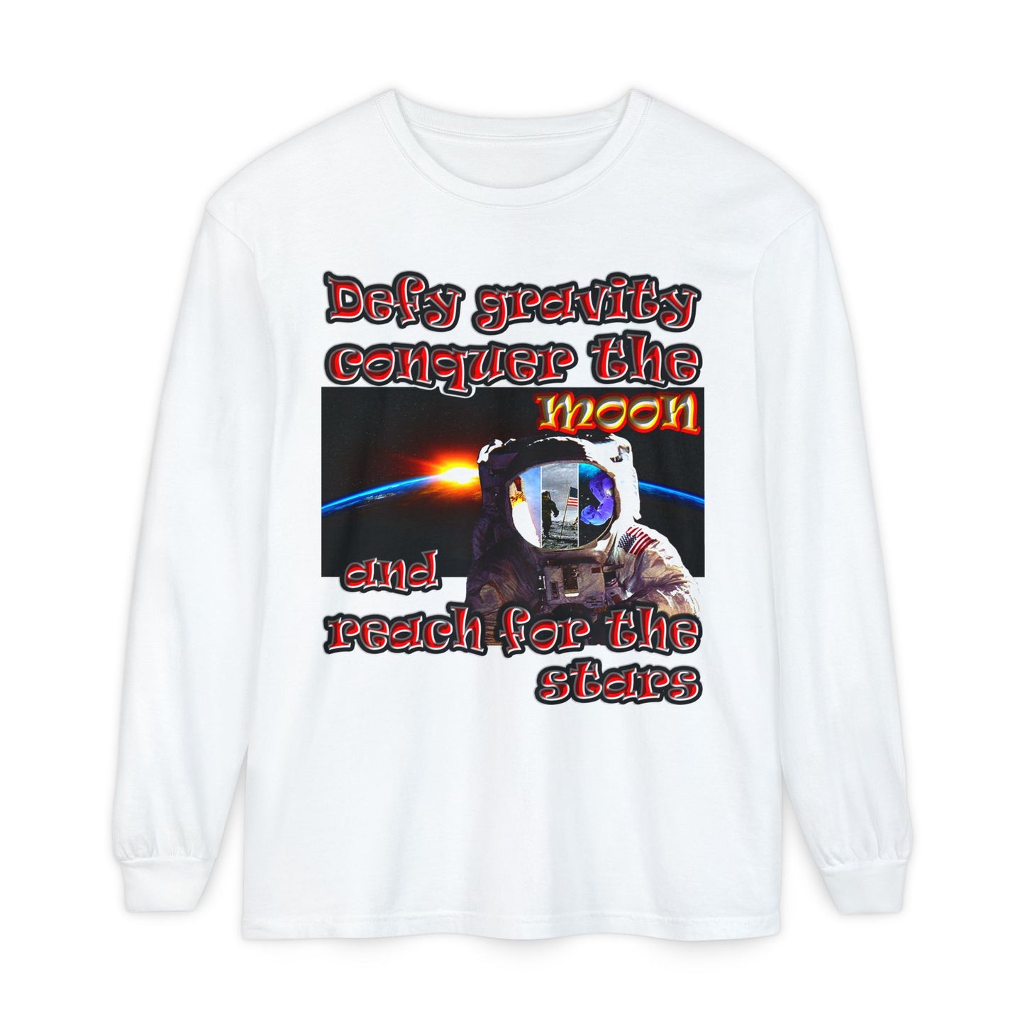 defy conquer reach - Unisex Garment-dyed Long Sleeve T-Shirt