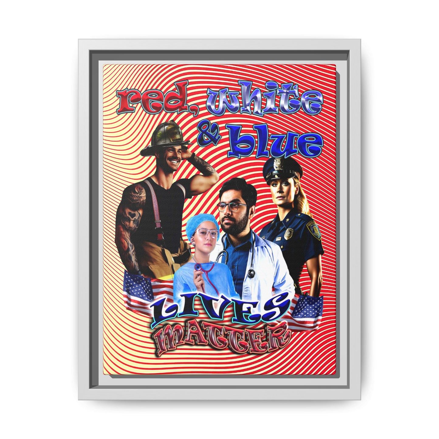 rw&b lives matter - framed canvas art (yellow-orange wave)