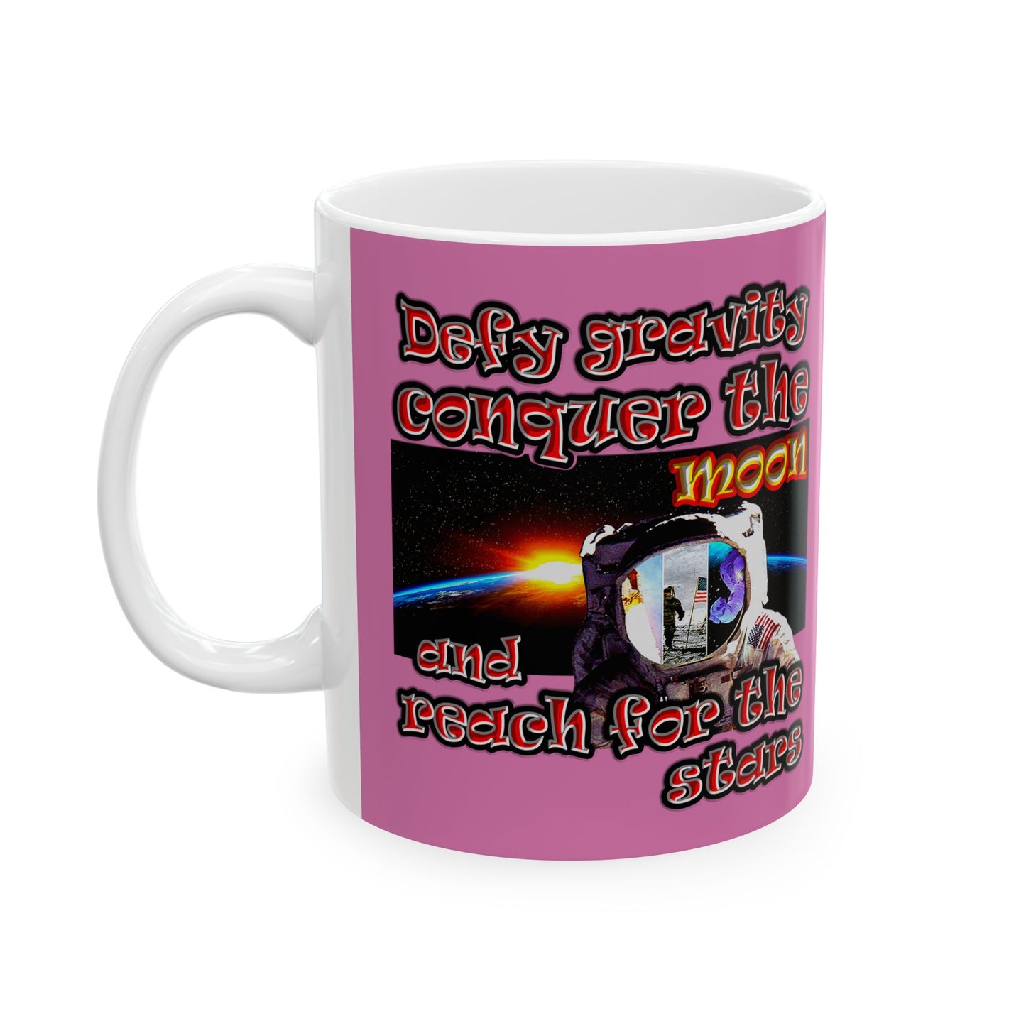 defy conquer reach - White Mug (light pink)