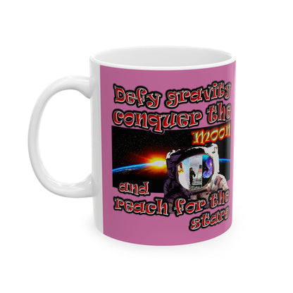 defy conquer reach - White Mug (light pink)