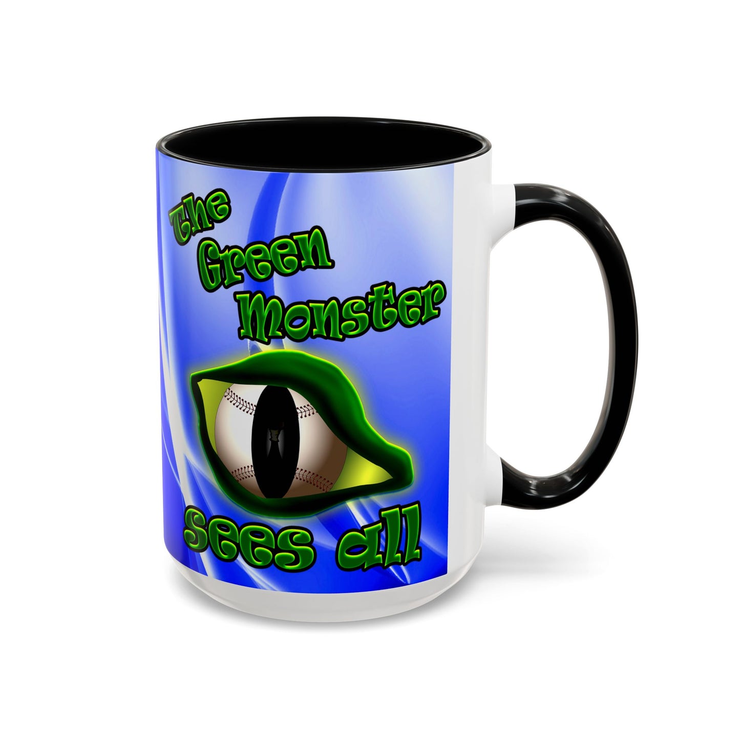 green monster - Accent Mug (blue-white wave)