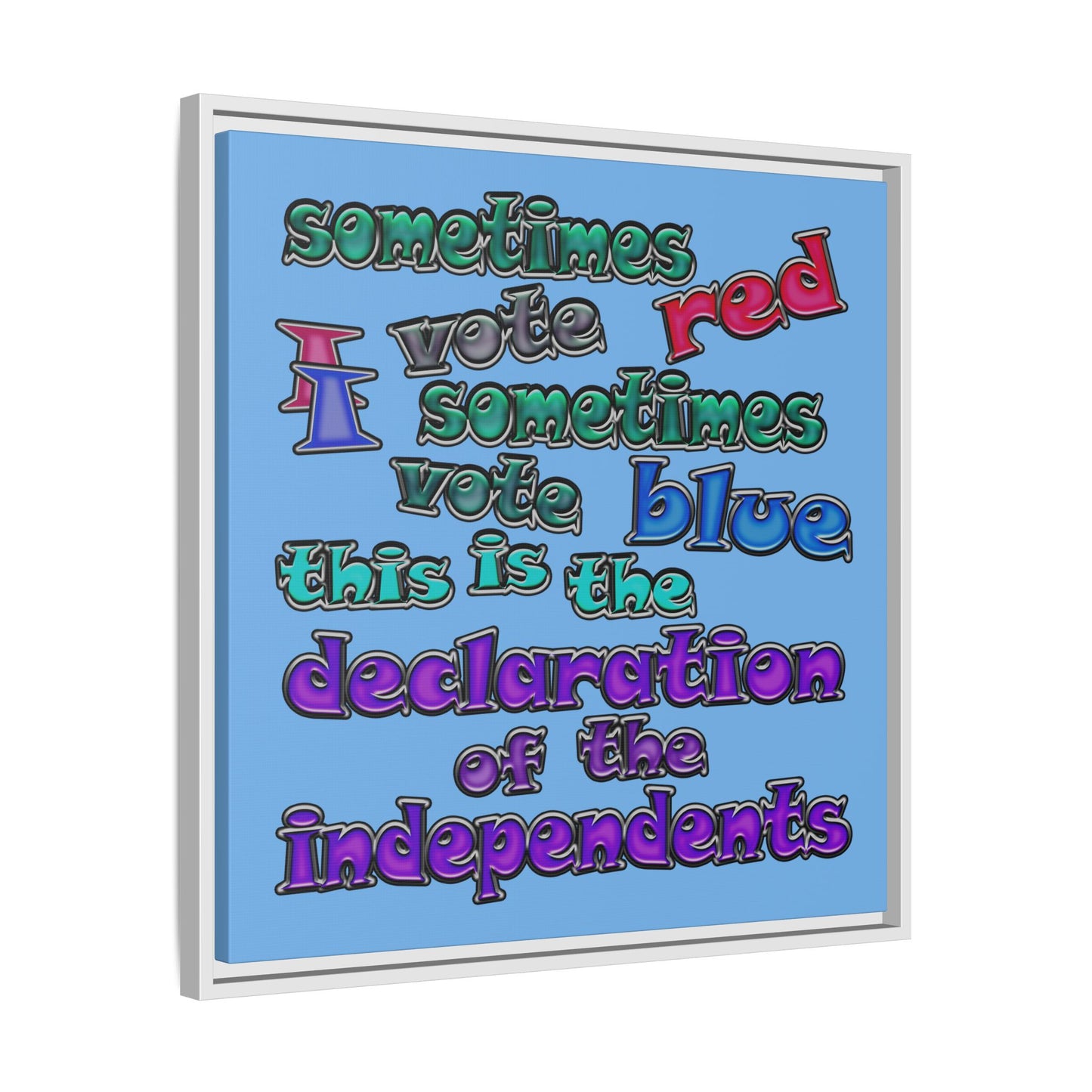 declaration of the independents - framed canvas art (light blue)