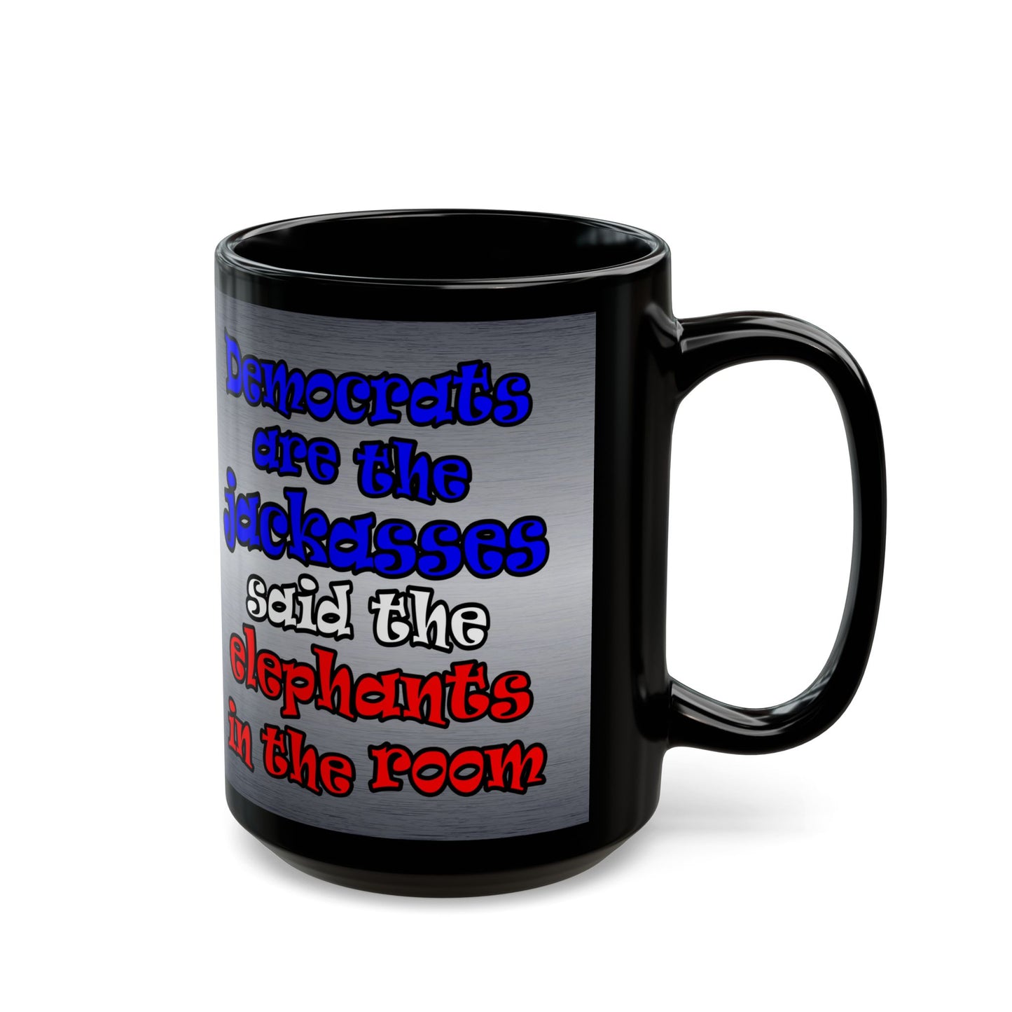 donkeys and elephants - Black Mug (brushed nickel)