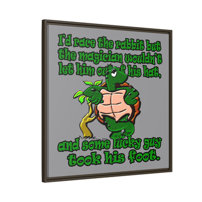 turtle race - framed canvas art (grey)