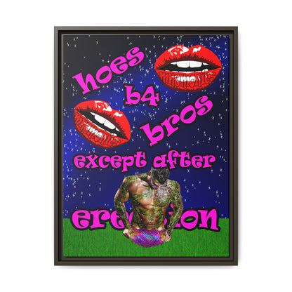 hoes b4 bros - framed canvas art ('snoops' background)