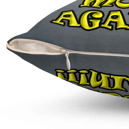 shoot the moon again - Spun Polyester Square Pillow - (grey-light grey)