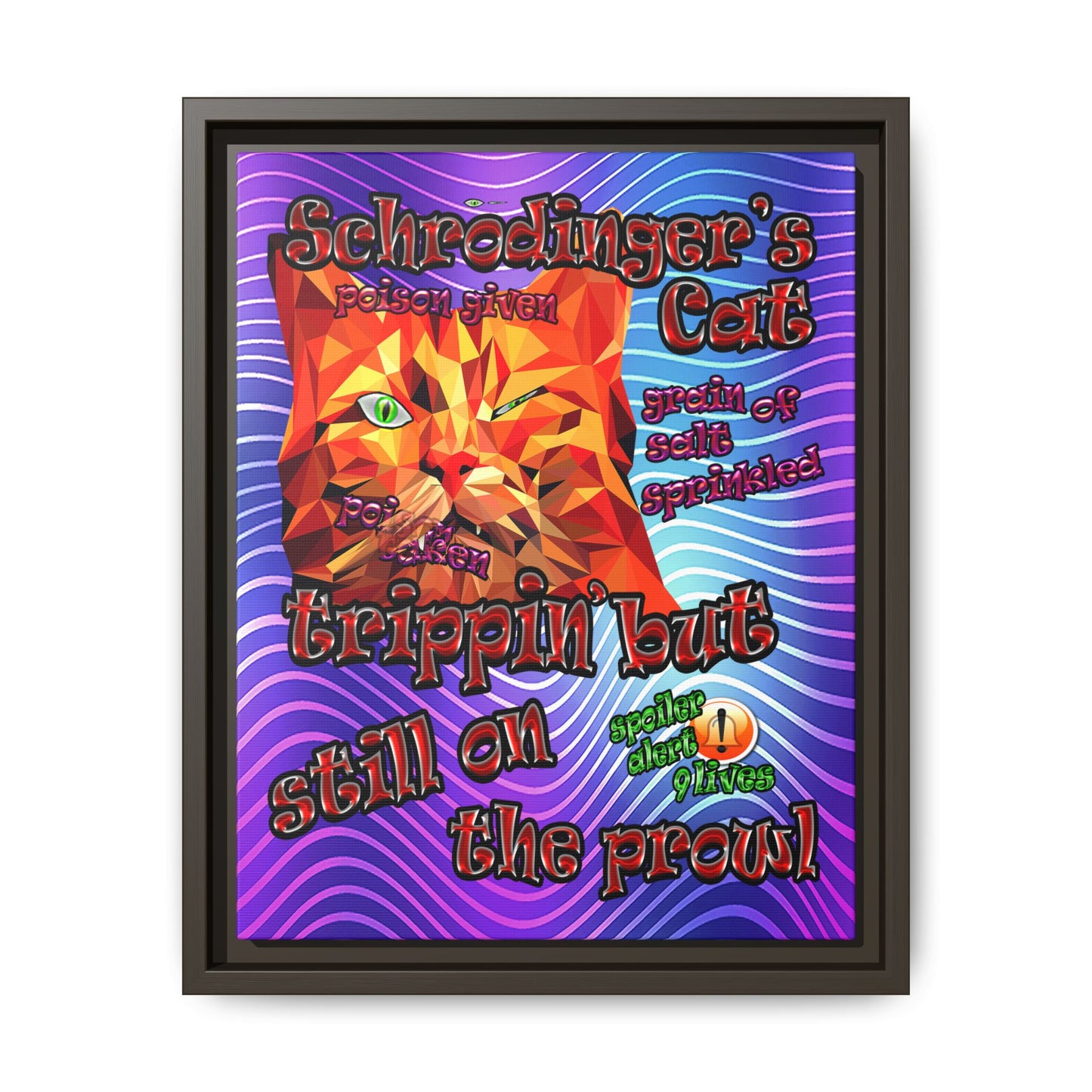 schrodinger's cat - framed canvas art (purple wave)