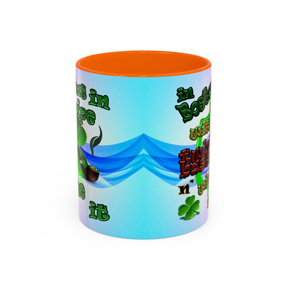 celtics logo - Accent Mug (light blue-pink wave)