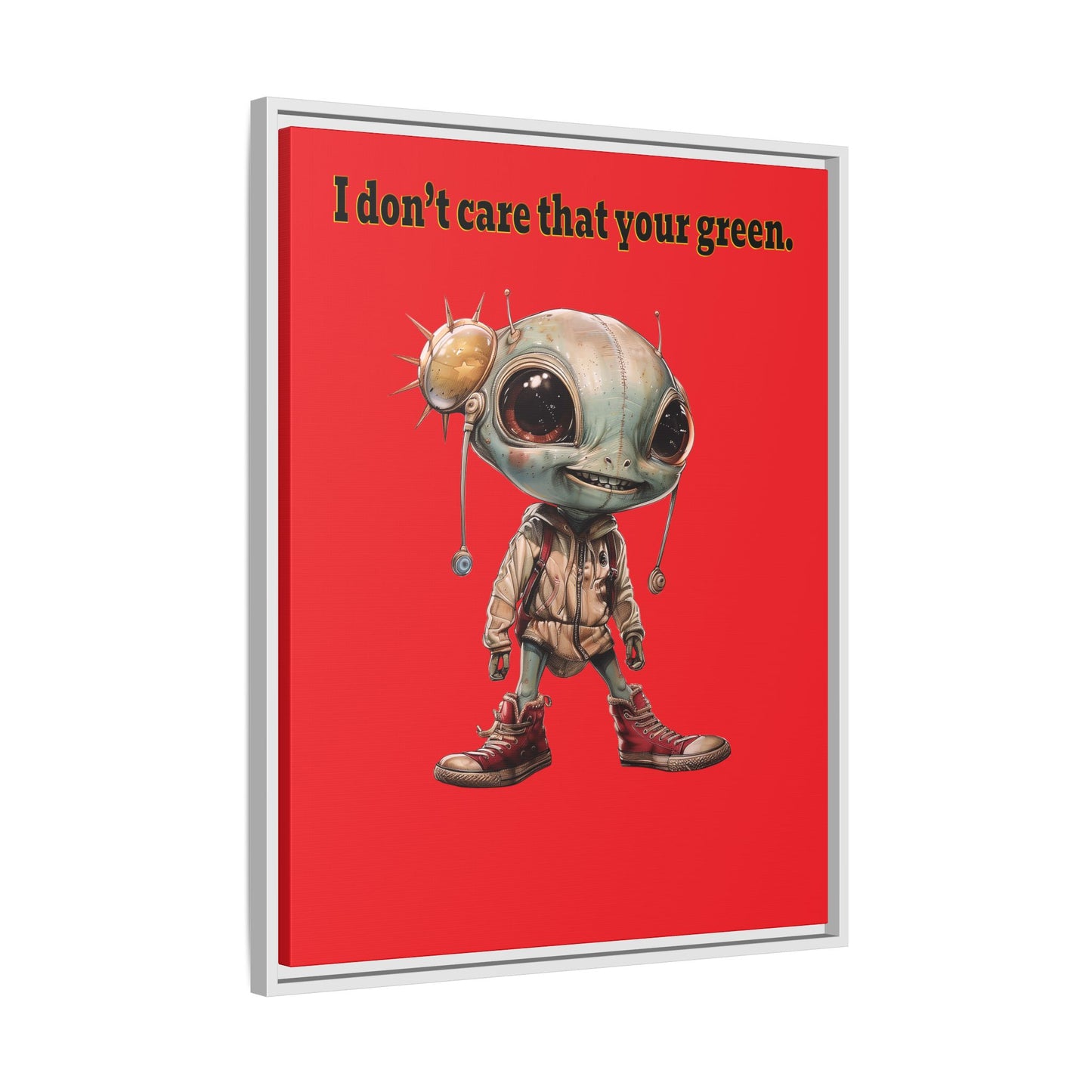 I don't care that your green - framed canvas art (red)