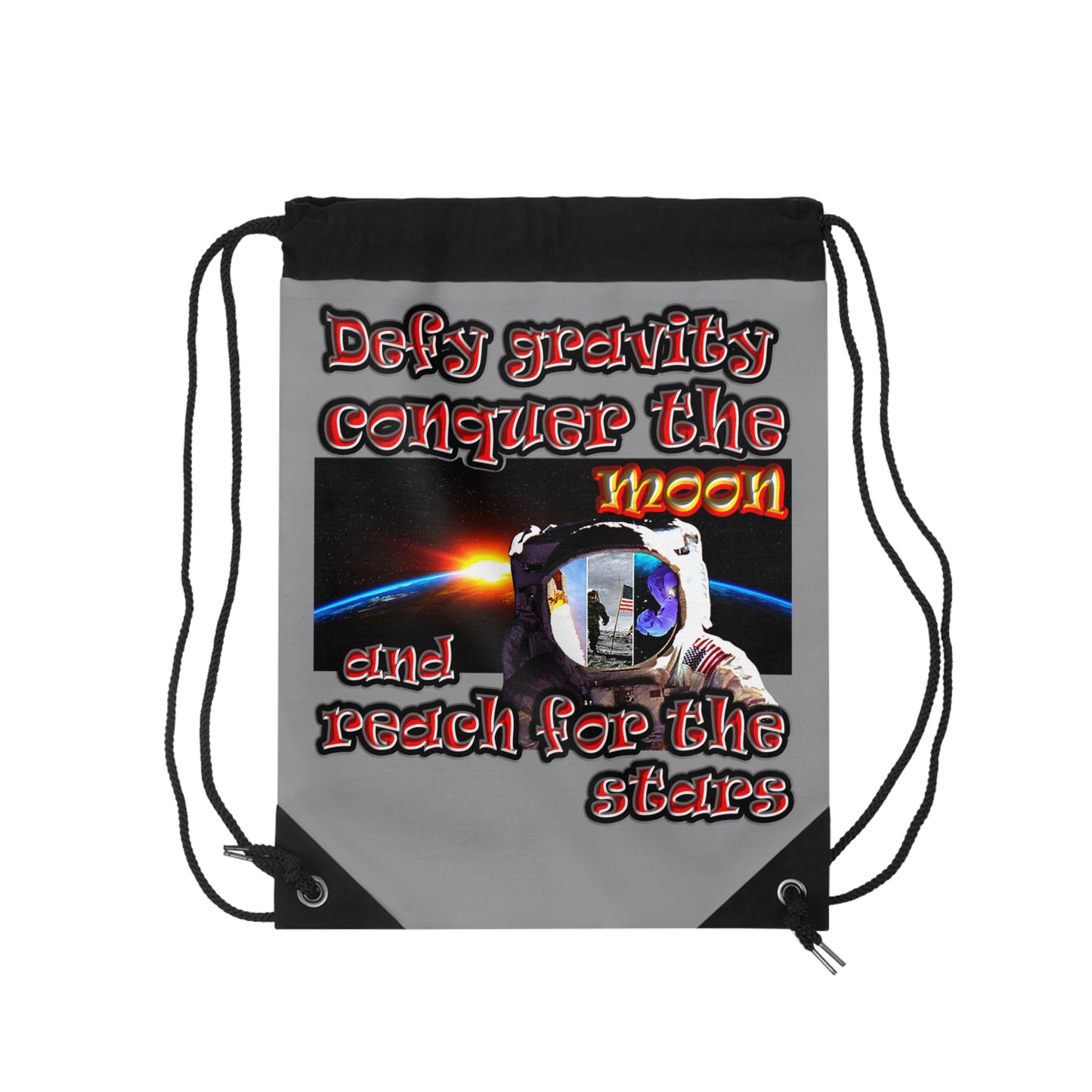 defy conquer reach - Drawstring Bag (grey)