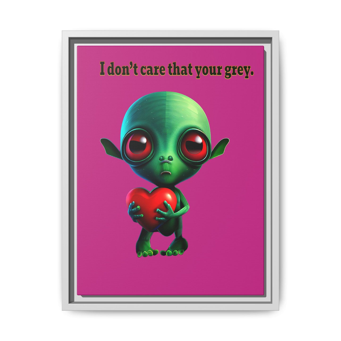 I don't care that your grey - framed canvas art (pink)