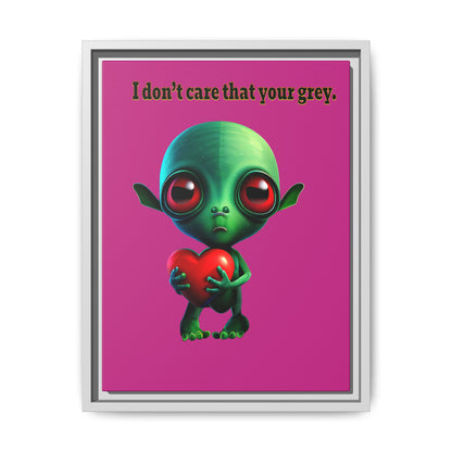 I don't care that your grey - framed canvas art (pink)