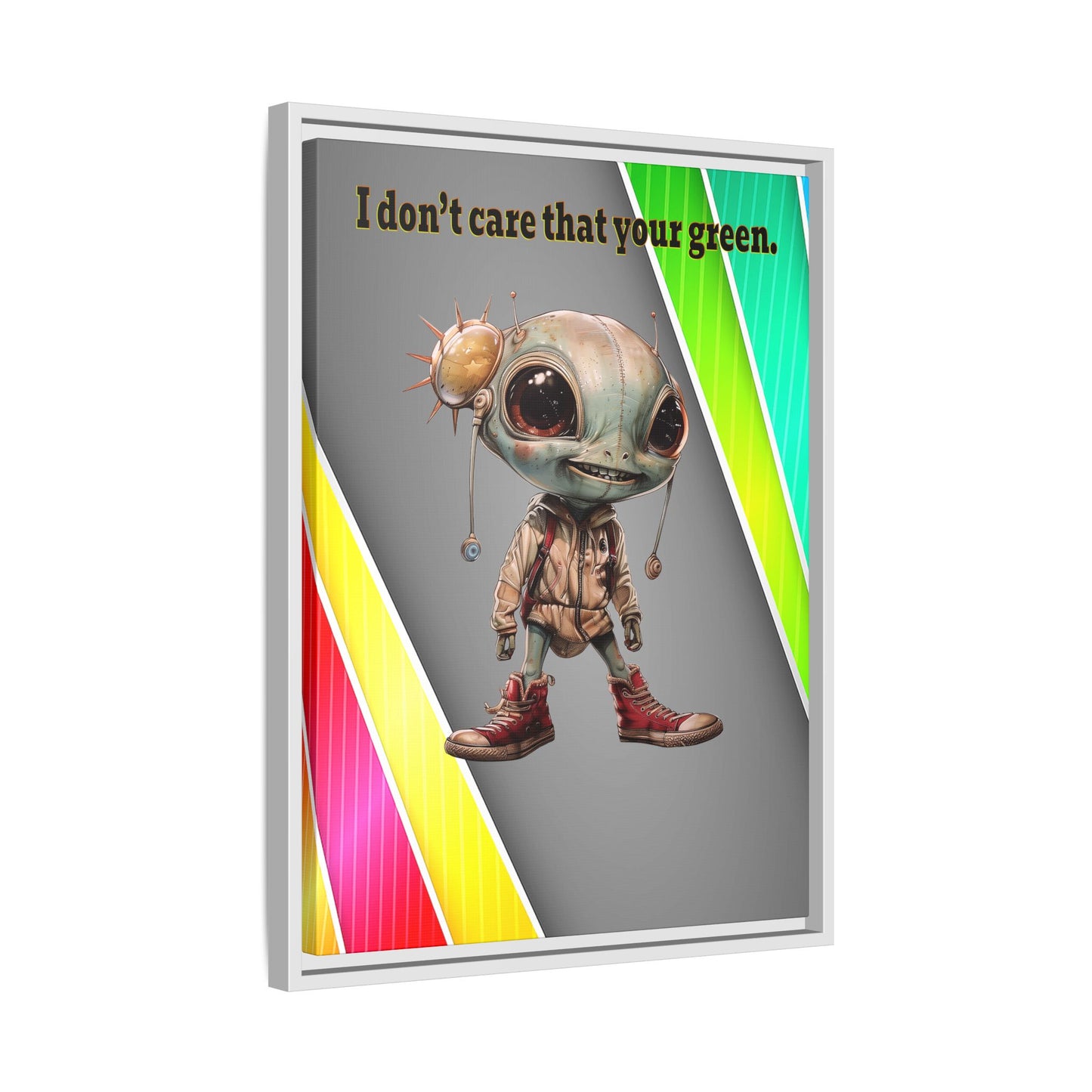 I don't care that your green - framed canvas art (rainbow split)
