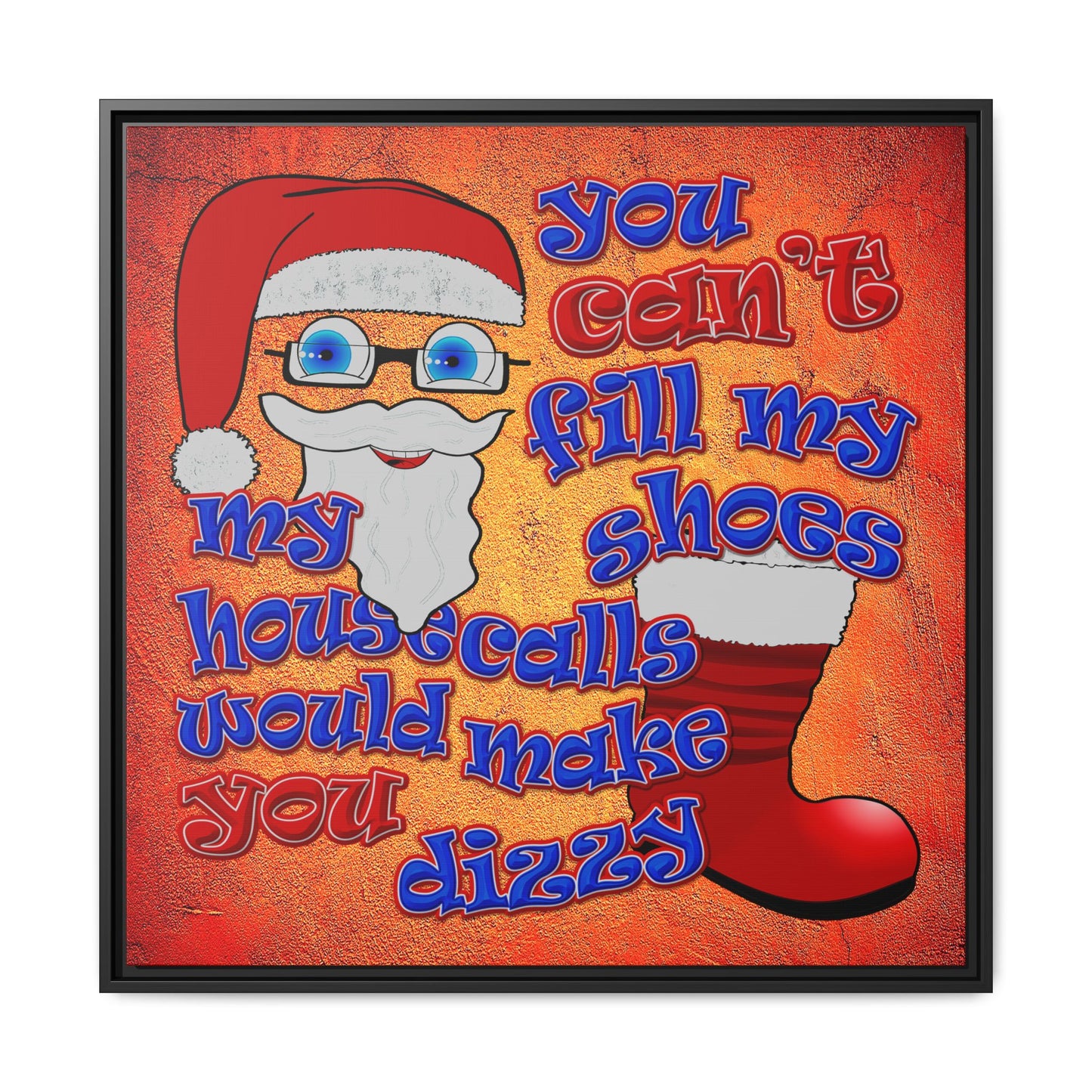 santa's shoes - framed canvas art (burnt orange)