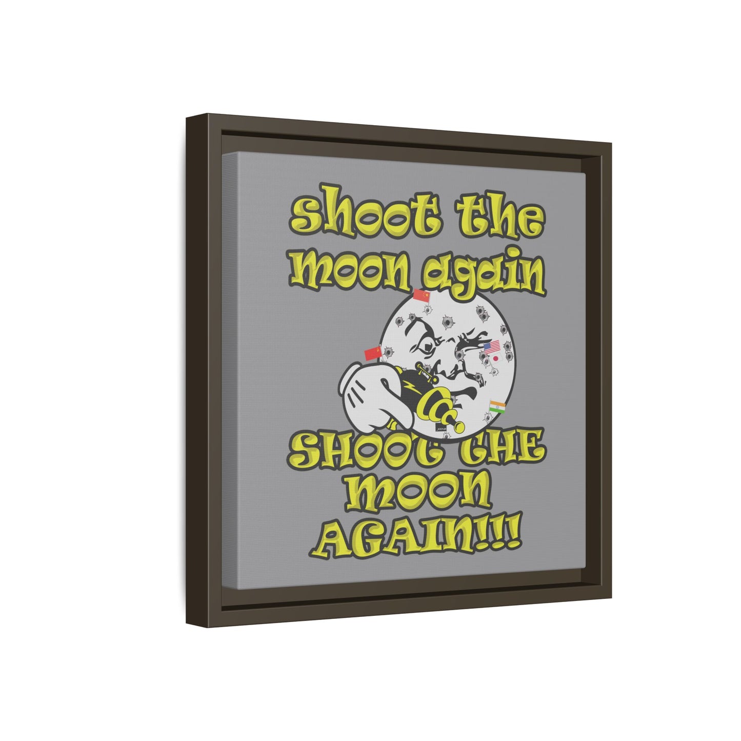 shoot the moon again - framed canvas art (grey)