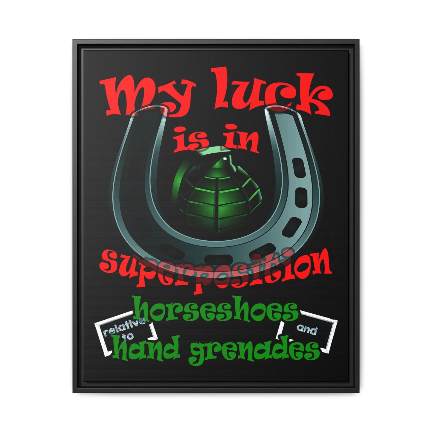 my luck - framed canvas art (black)