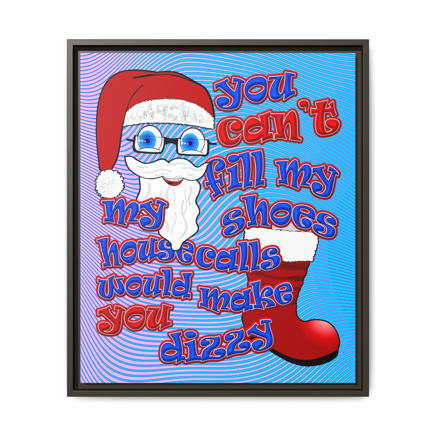 santa's shoes - framed canvas art (light blue-purple wave)