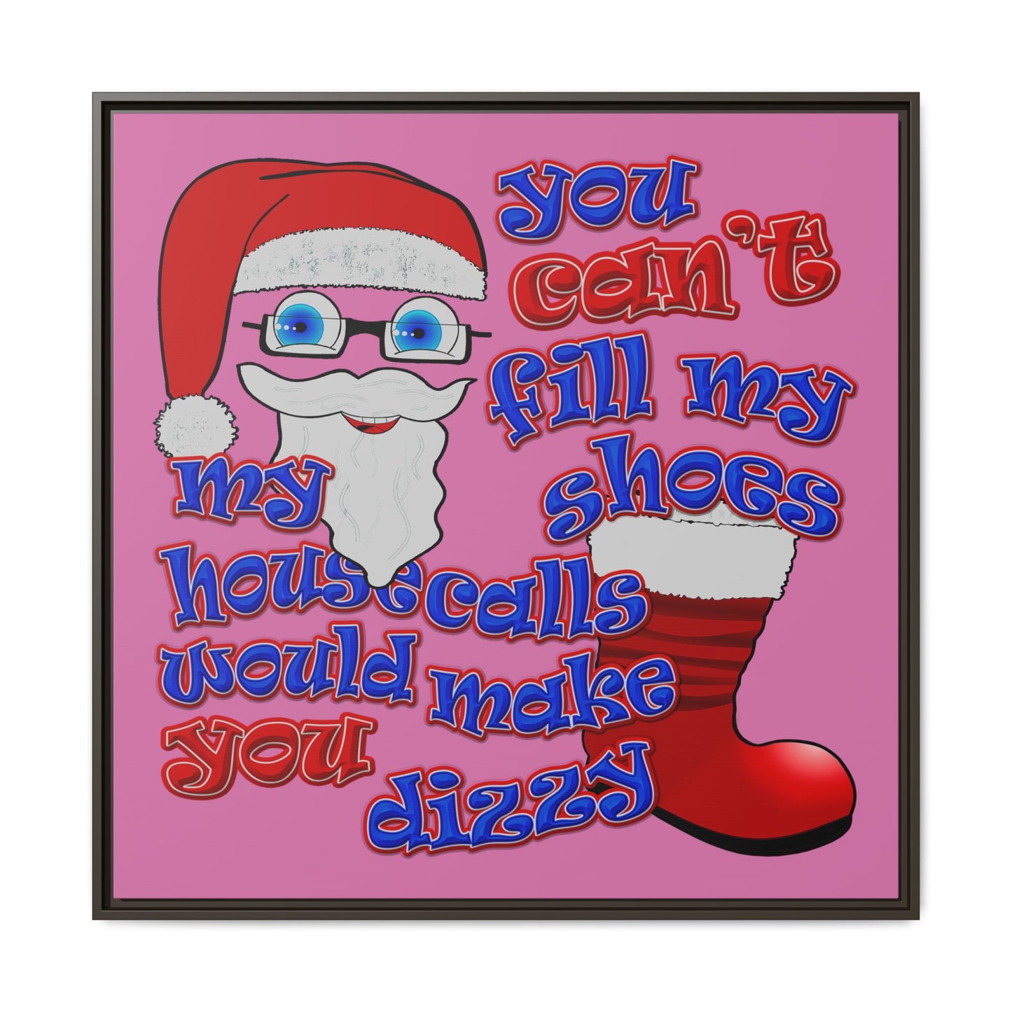 santa's shoes - framed canvas art (light pink)