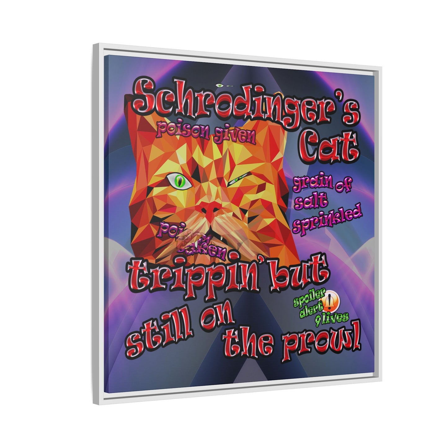 schrodinger's cat - framed canvas art (grey-pink wave)