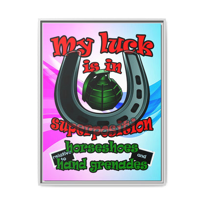 my luck - framed canvas art (light blue-pink wave)