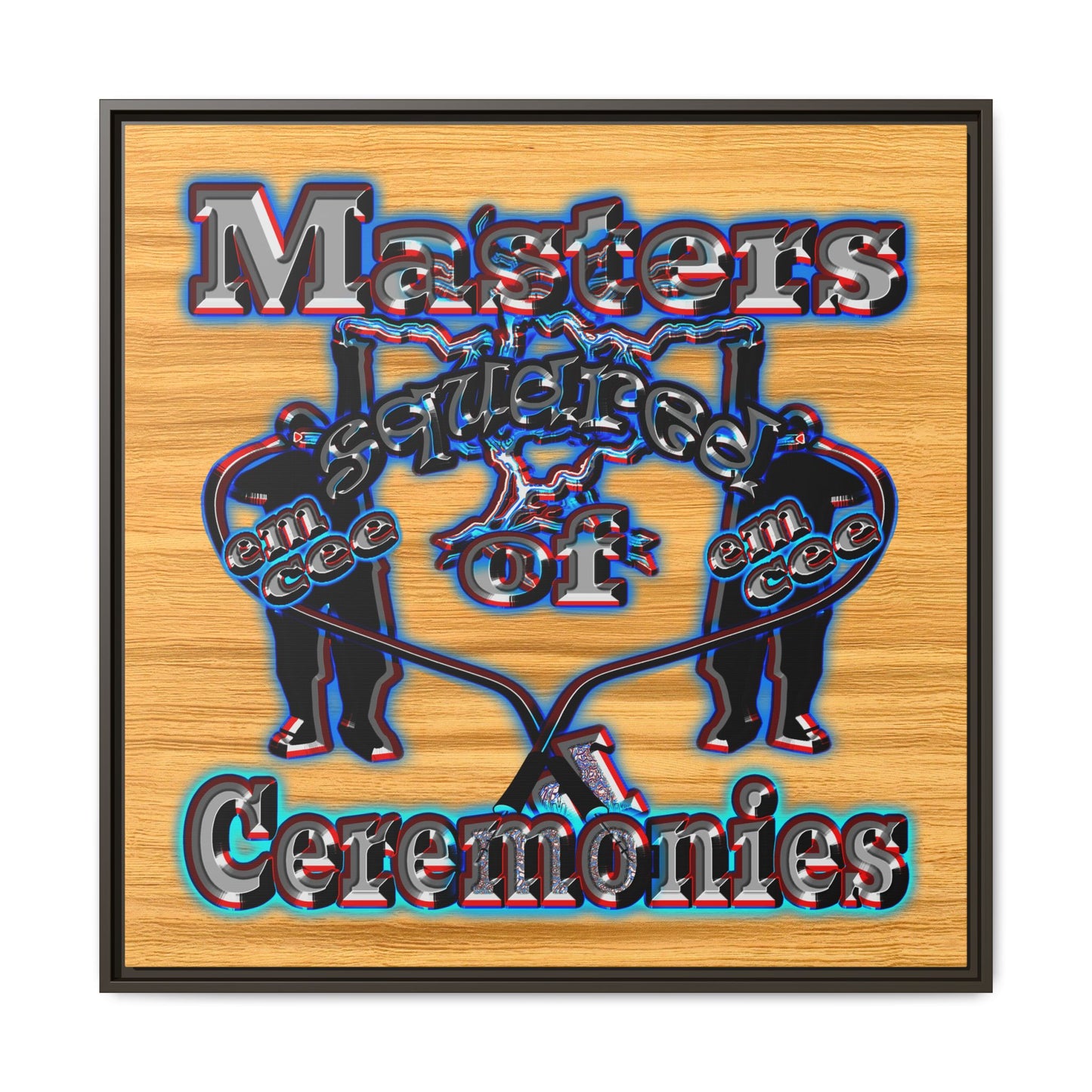 em cee squared - framed canvas art (butterscotch wood finish)
