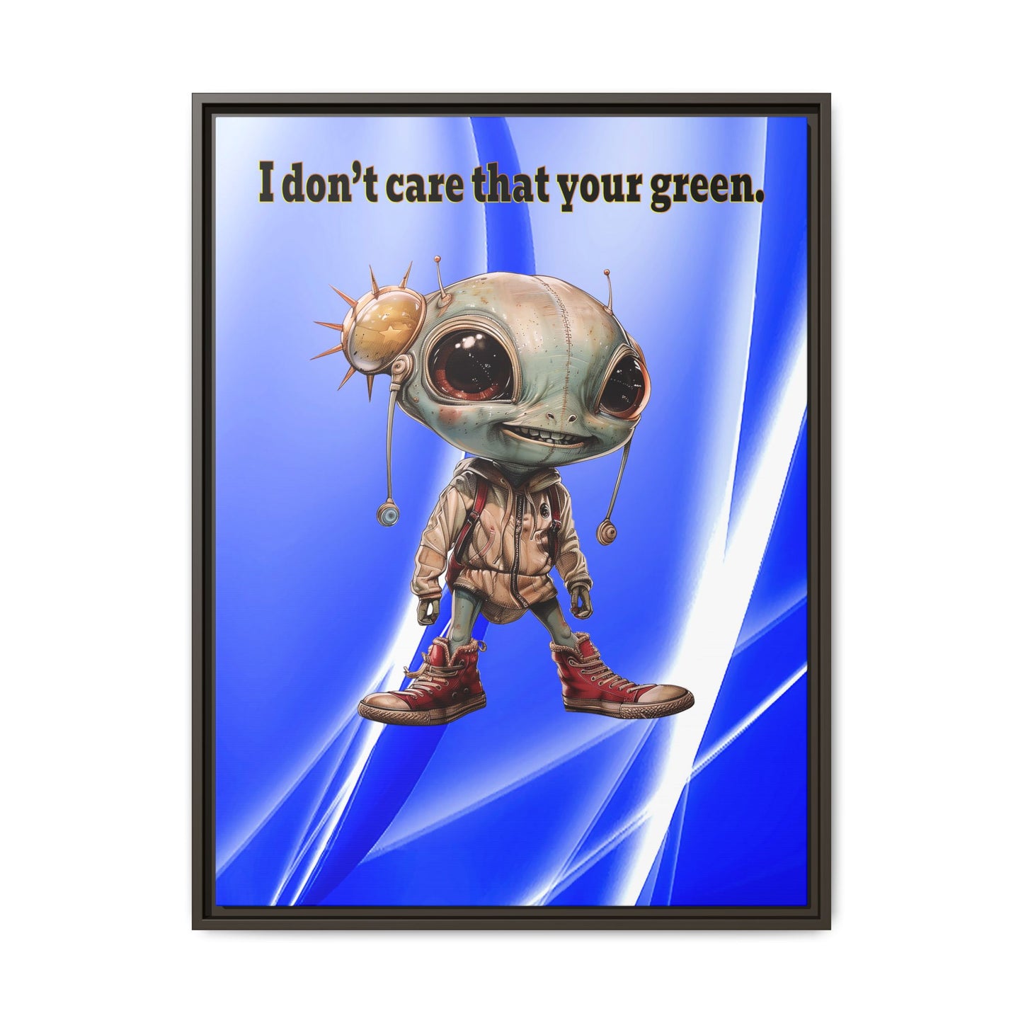 I don't care that your green - framed canvas art (blue-white wave)