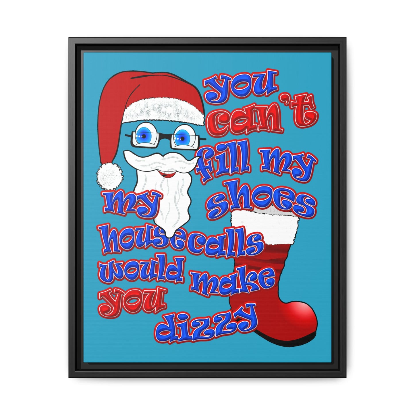 santa's shoes - framed canvas art (turquoise)