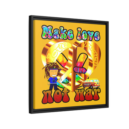 love peace - framed canvas art (yellow)
