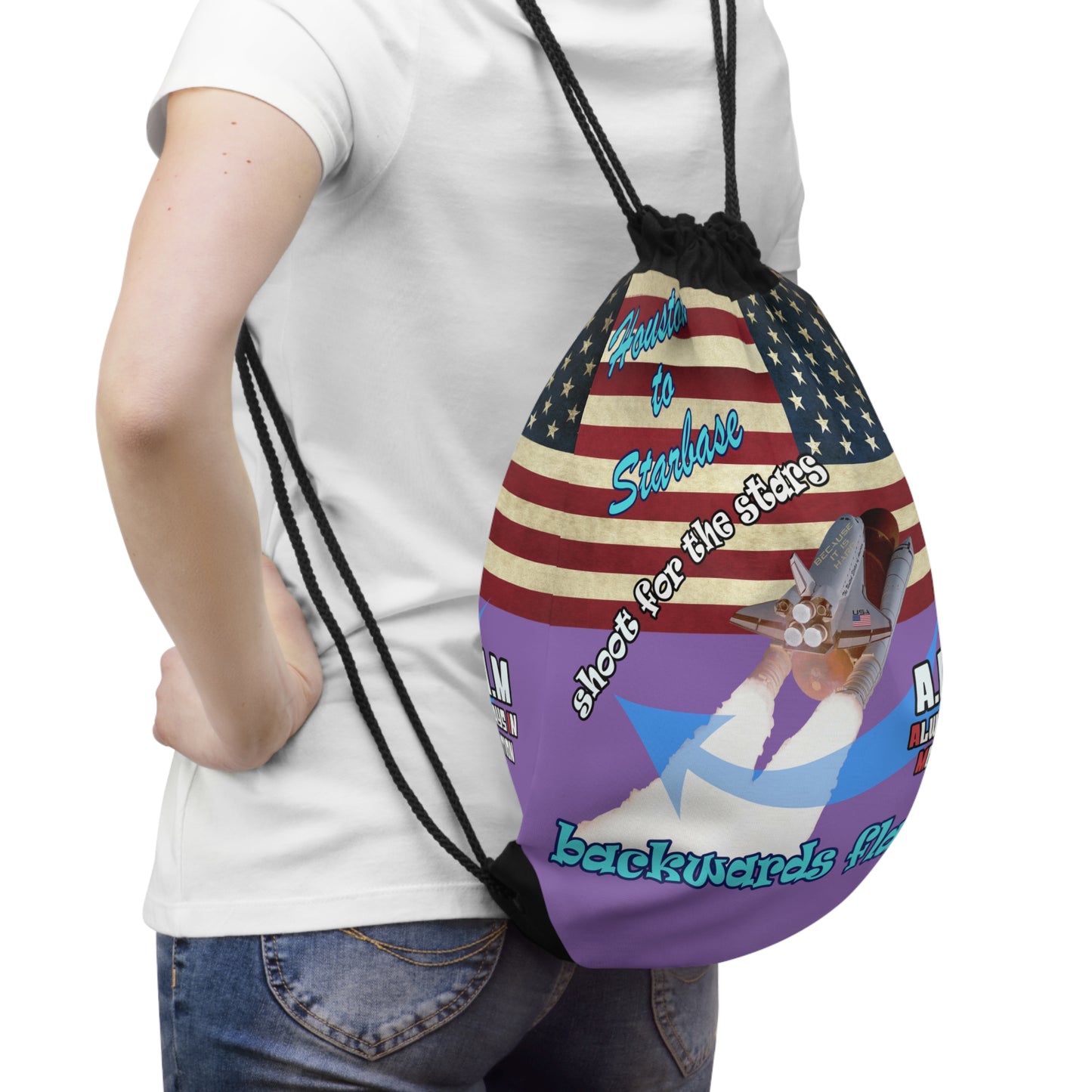 shoot for the stars - Drawstring Bag (light purple)