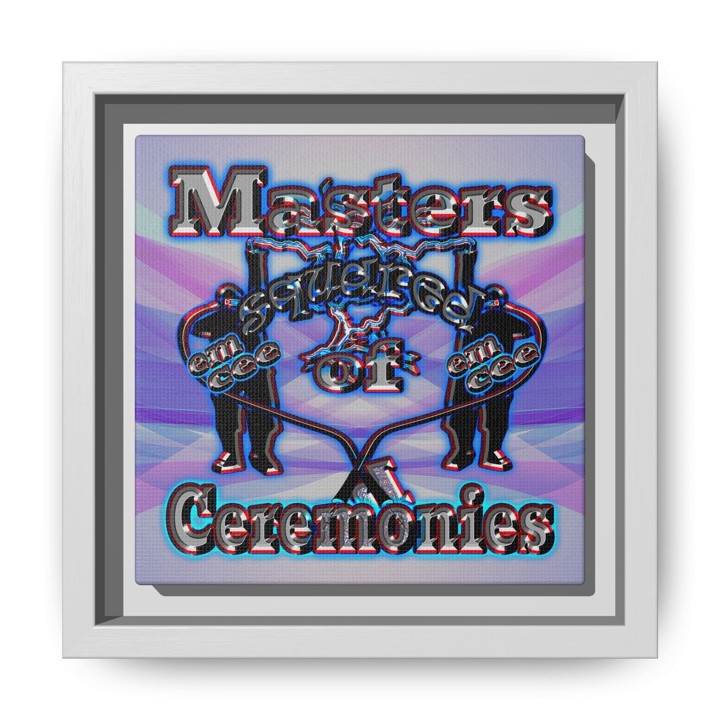 em cee squared - framed canvas art (light blue-pink wave)