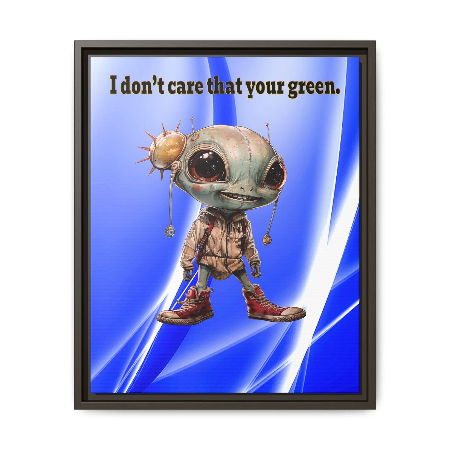 I don't care that your green - framed canvas art (blue-white wave)