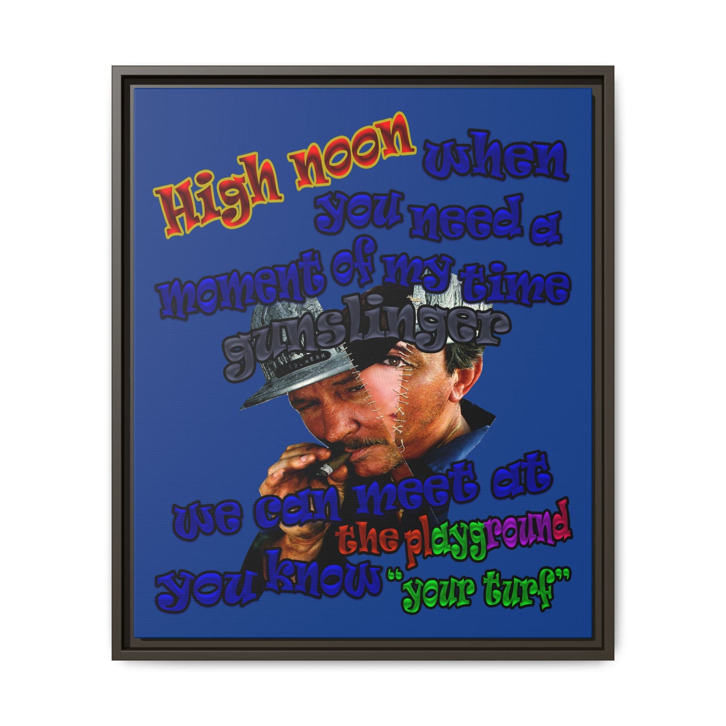 high noon - framed canvas art (dark blue)