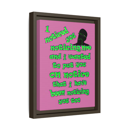 noticed you noticing - framed canvas art (light pink)