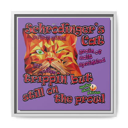 schrodinger's cat - framed canvas art (light purple)