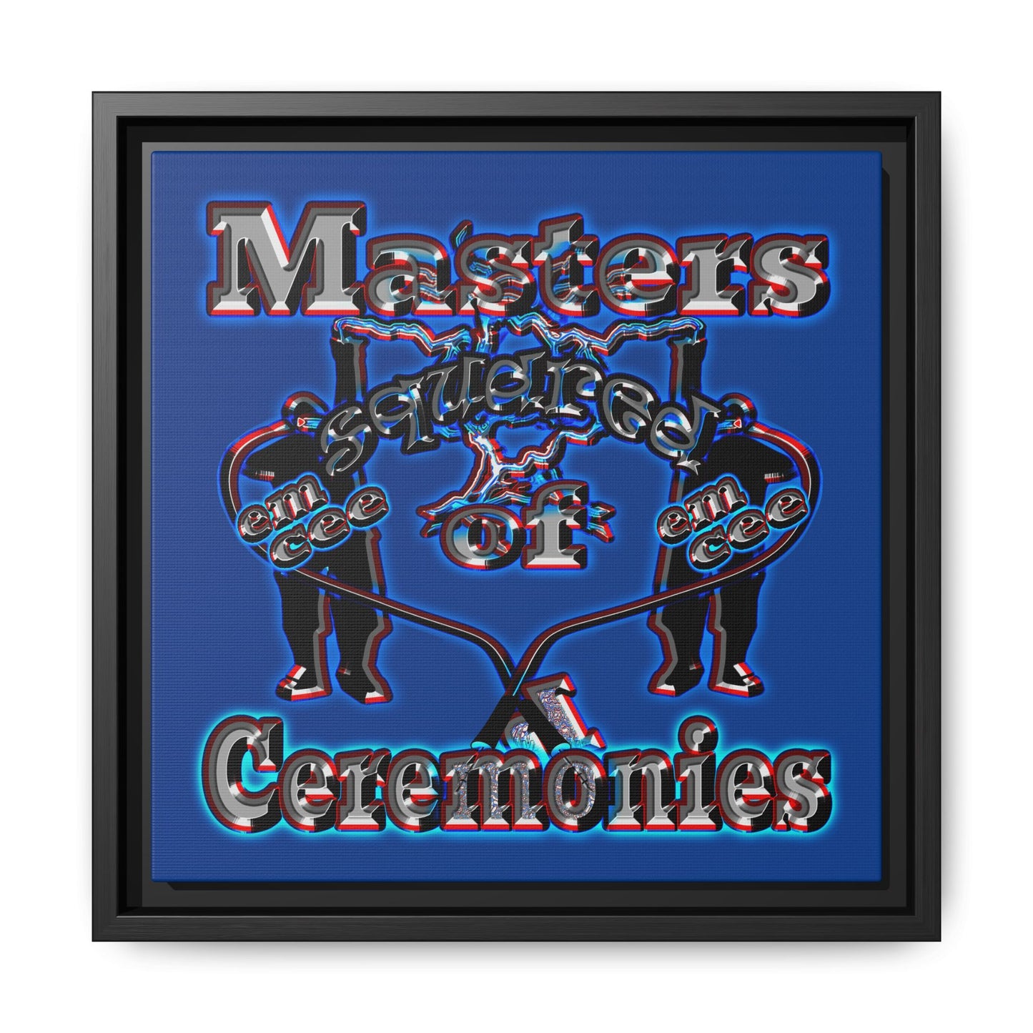 em cee squared - framed canvas art (dark blue)