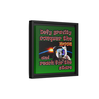 defy conquer reach - framed canvas art (logo green)
