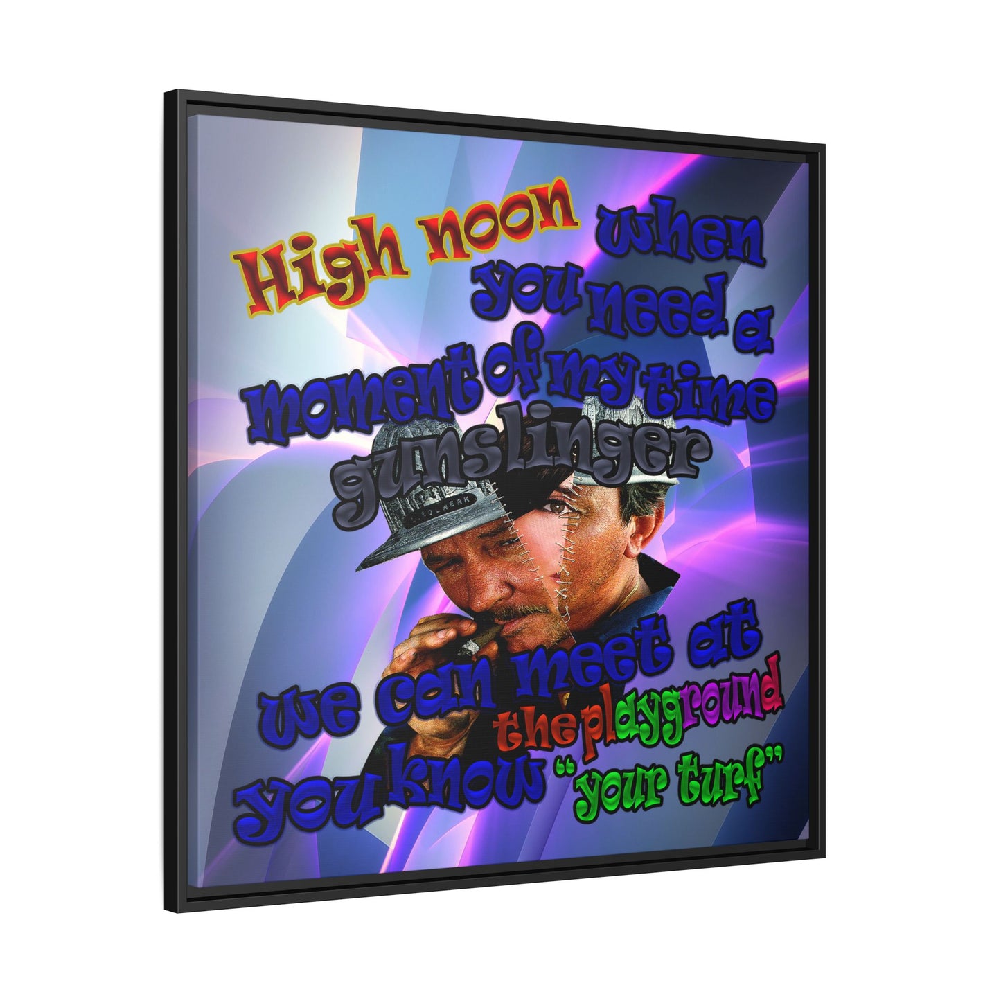 high noon - framed canvas art (grey-pink wave)