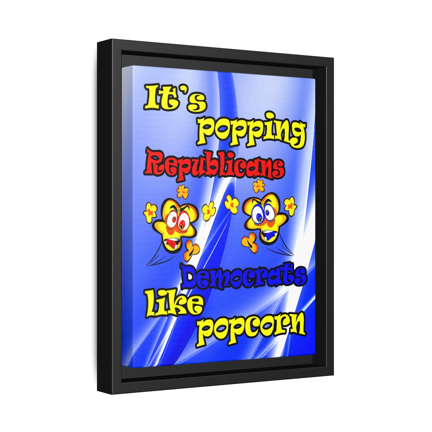 popping like popcorn - framed canvas art (blue-white wave)