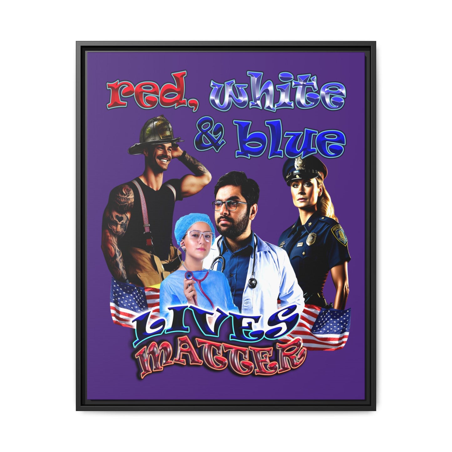 rw&b lives matter - framed canvas art (purple)