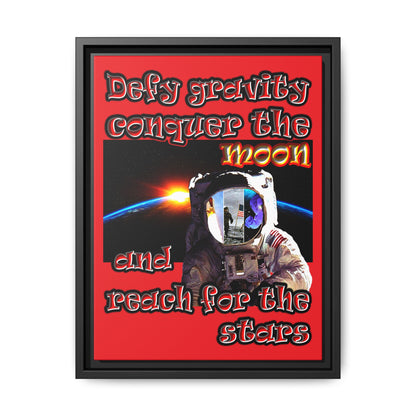 defy conquer reach - framed canvas art (red)